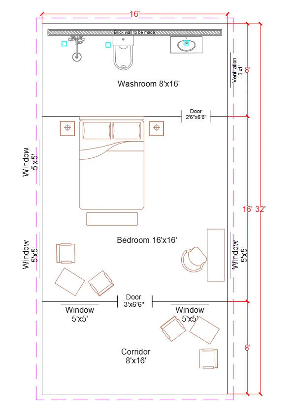 12x24 Tent Floor Level Plan